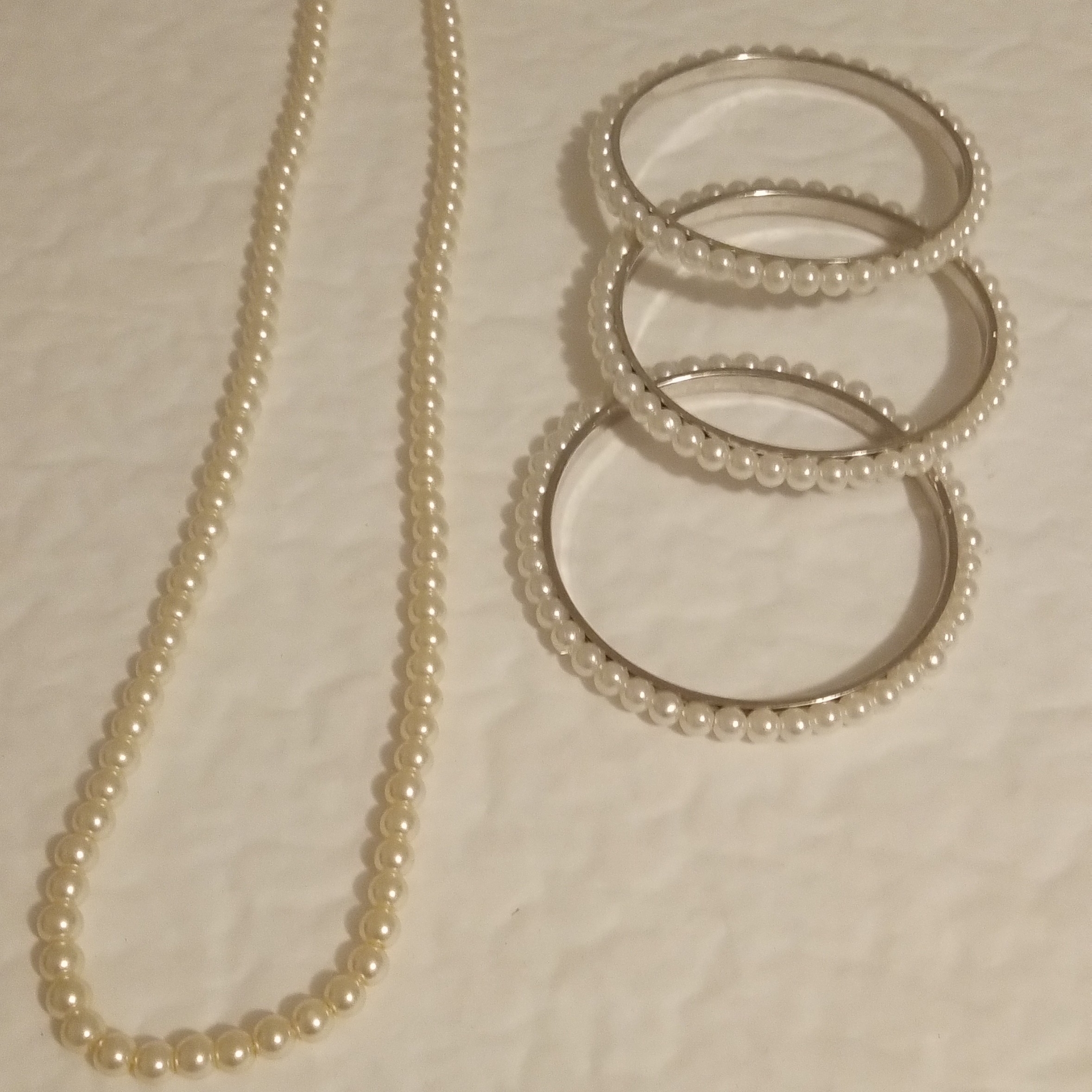 Cream White Pearl Necklace Long Strand Jewelry